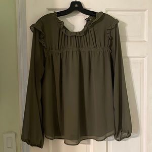 Long sleeve blouse, size L, army green